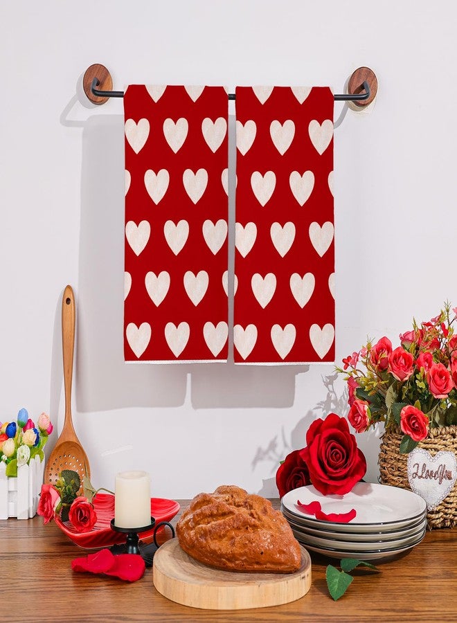 Siilues Valentines Day Kitchen Towels Set of 2, 18x26 Inch Valentines Day Dish Towels Sweet Heart Valentines Day Decor Hand Towels Seasonal Decorations for Home Drying Dishcloth - Image 2